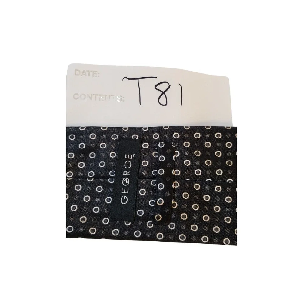 George Luxury 100%‎ Silk Black Circle Polka Dot Neck Tie Business Church Wedding